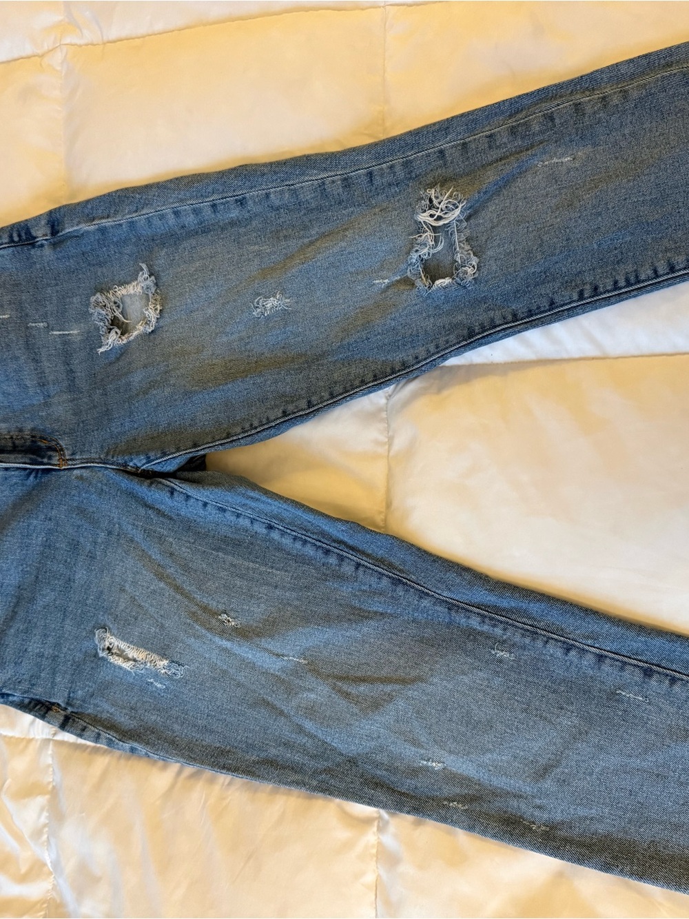 LOFT Light Blue Straight-Leg Distressed Jeans